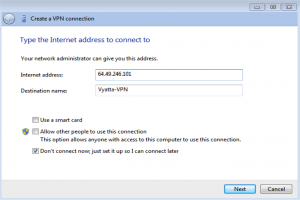 Win Type the internet address to connect to